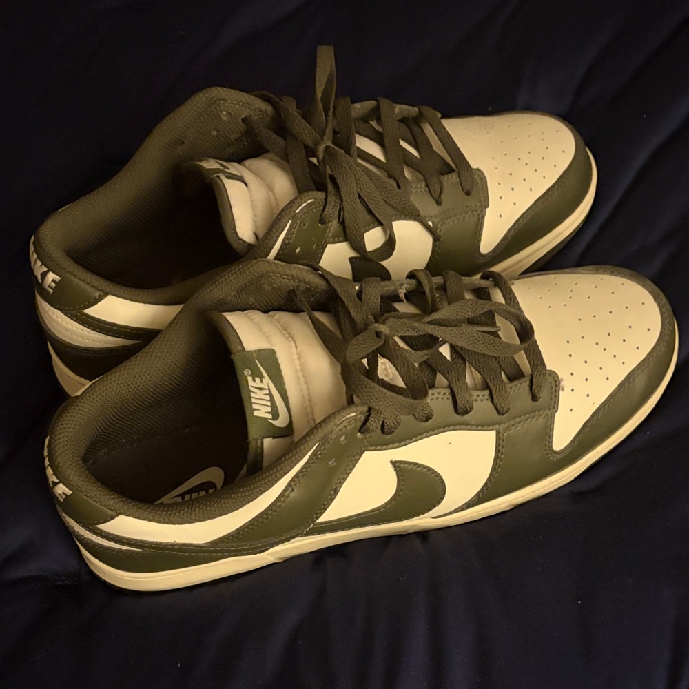 Nike Men’s Low-Top Sneakers in Olive Green and White